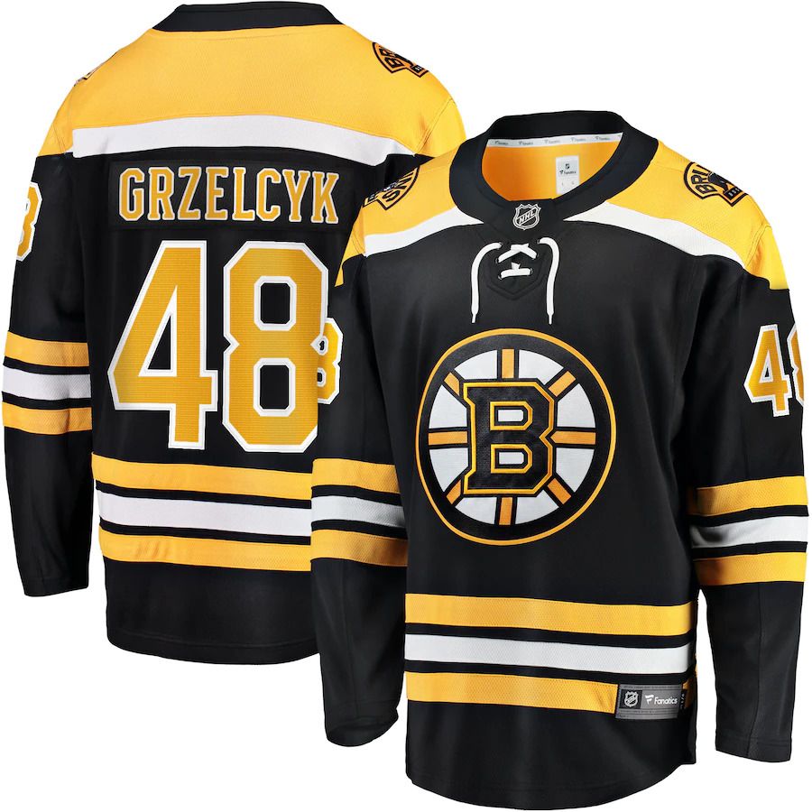 Men Boston Bruins 48 Matt Grzelcyk Fanatics Branded Black Team Home Breakaway Player NHL Jersey